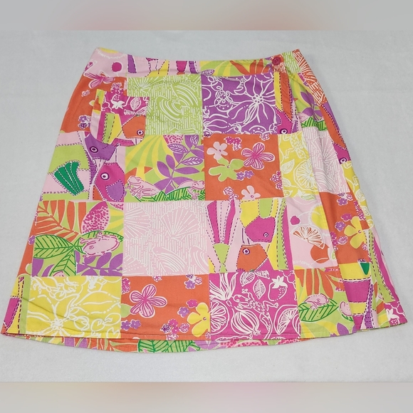 Lilly Pulitzer Tropical Frog Patchwork Reversible Skirt Size 6 - Picture 3 of 7